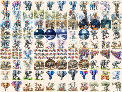 Elephants Watercolor Clipart african animals png - Wonders Artist
