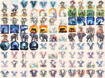 Elephants Watercolor Clipart african animals png - Wonders Artist