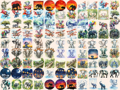 Elephants Watercolor Clipart african animals png - Wonders Artist