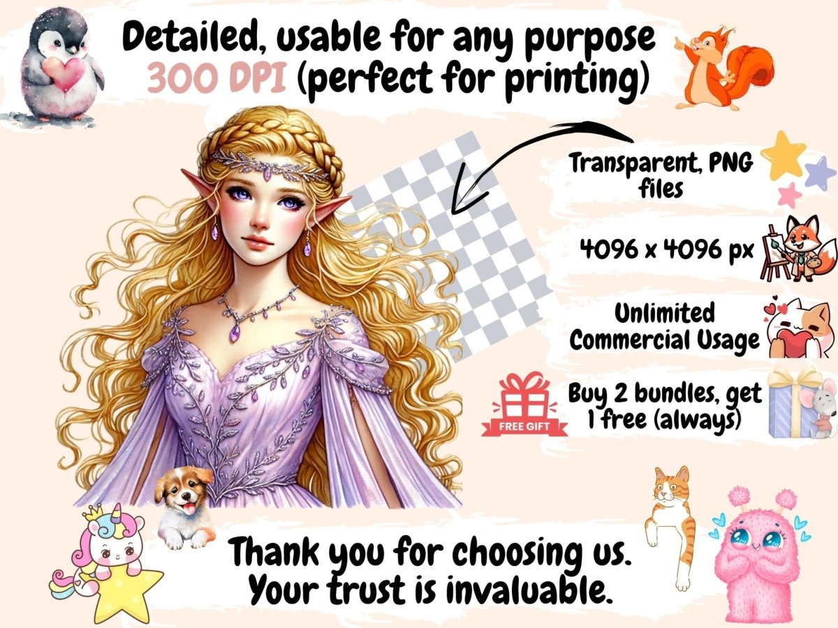 Elven Princess Clipart ELF CLIPART - Wonders Artist