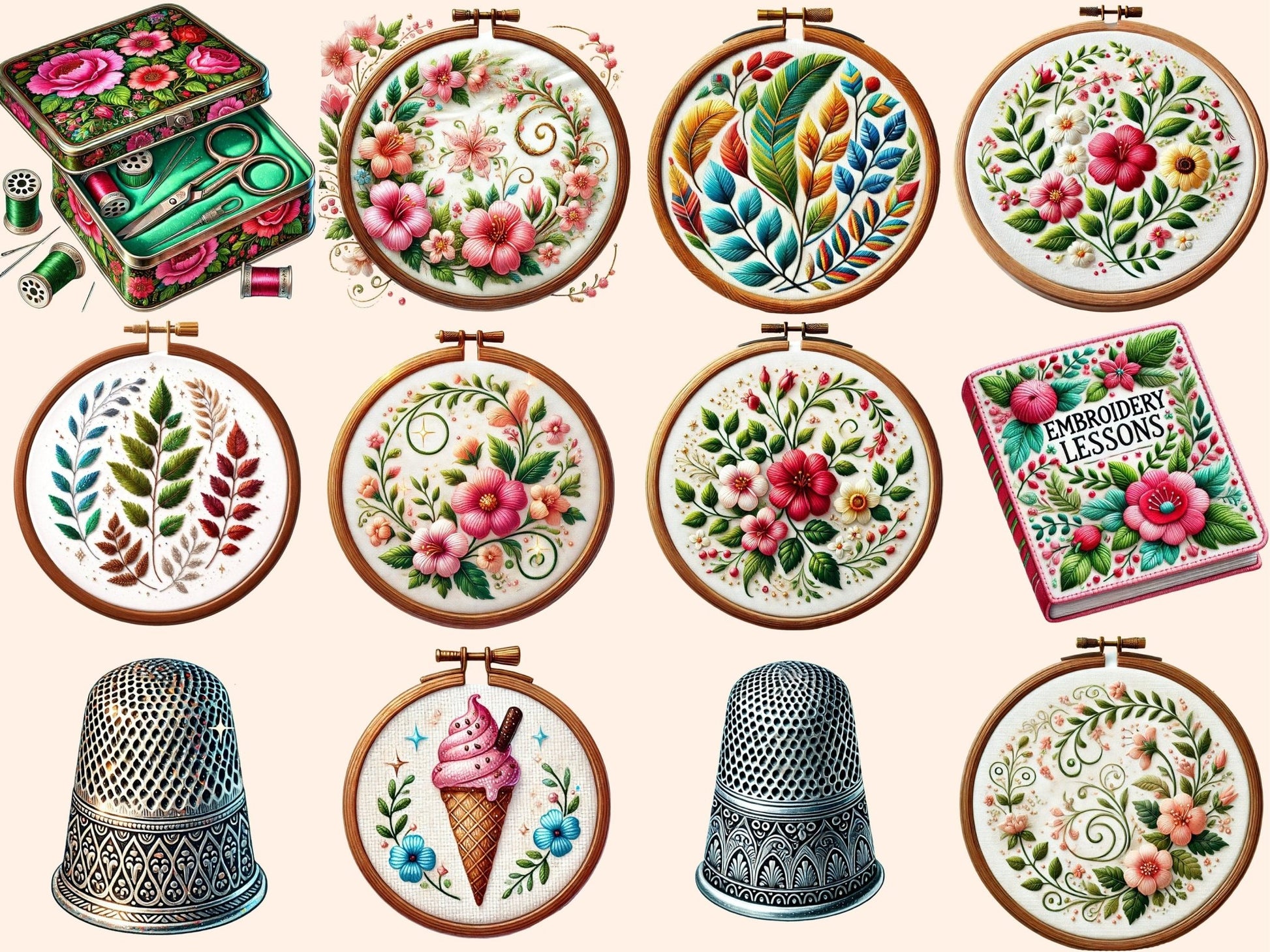 Embroidery Clipart - High - Quality Instant Digital Download for Creative Projects