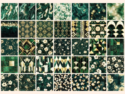 Emerald Gaze Seamless Digital Paper Crystal Green Print - Wonders Artist