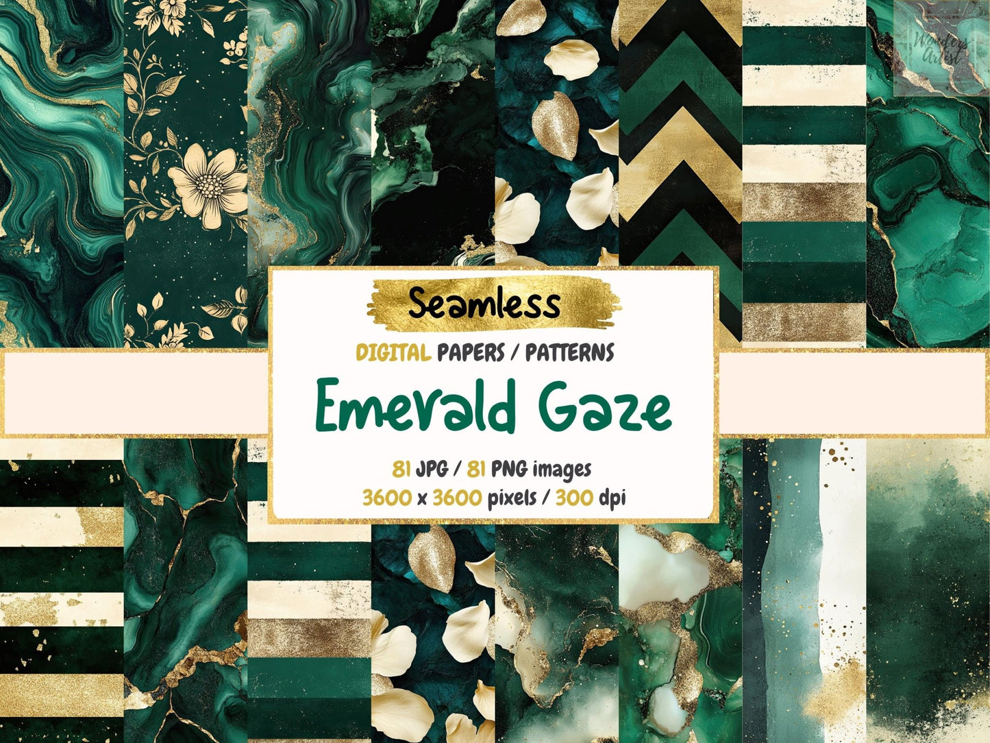 Emerald Gaze Seamless Digital Paper - High - Quality Instant Digital Download for Creative Projects