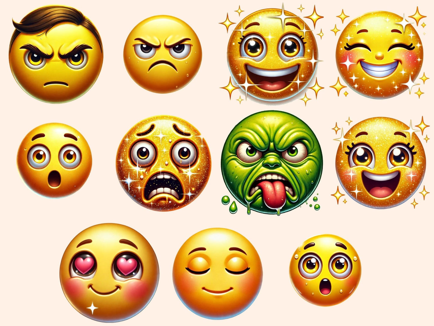 Emotion Emojis Clipart - High - Quality Instant Digital Download for Creative Projects