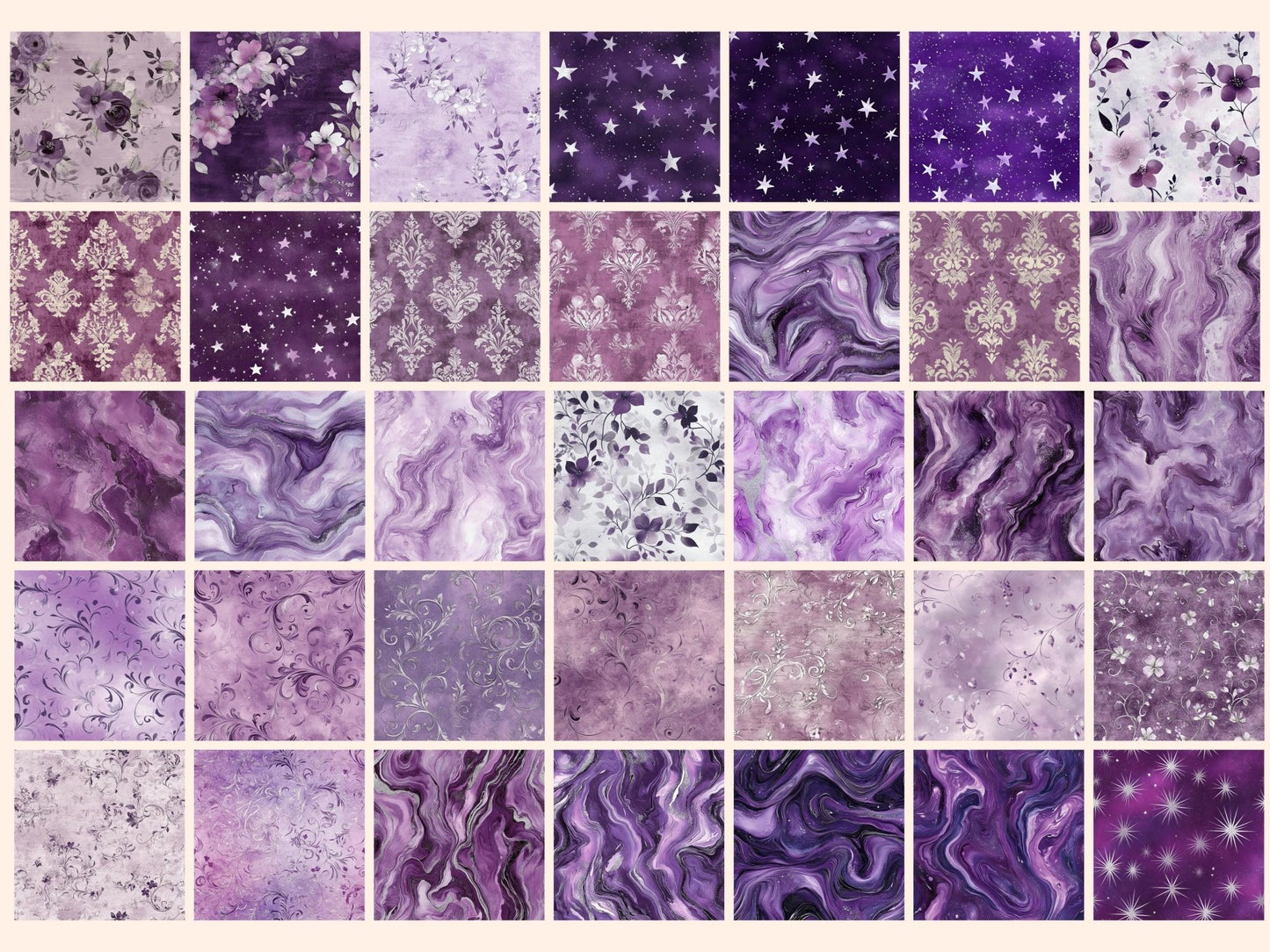 Enchanted Amethyst Seamless Digital Paper - High - Quality Instant Digital Download for Creative Projects