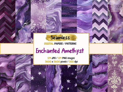 Enchanted Amethyst Seamless Digital Paper Amethyst Digital Art - Wonders Artist