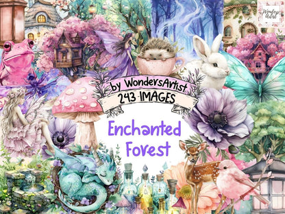 Enchanted Forest Watercolor Clipart Enchanted Forest - Wonders Artist