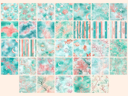 Enchanted Reef Seamless Digital Paper Aquatic papers - Wonders Artist