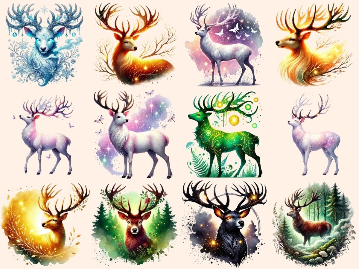 Enchanted Stags Clipart Dreamy Stag Clipart - Wonders Artist