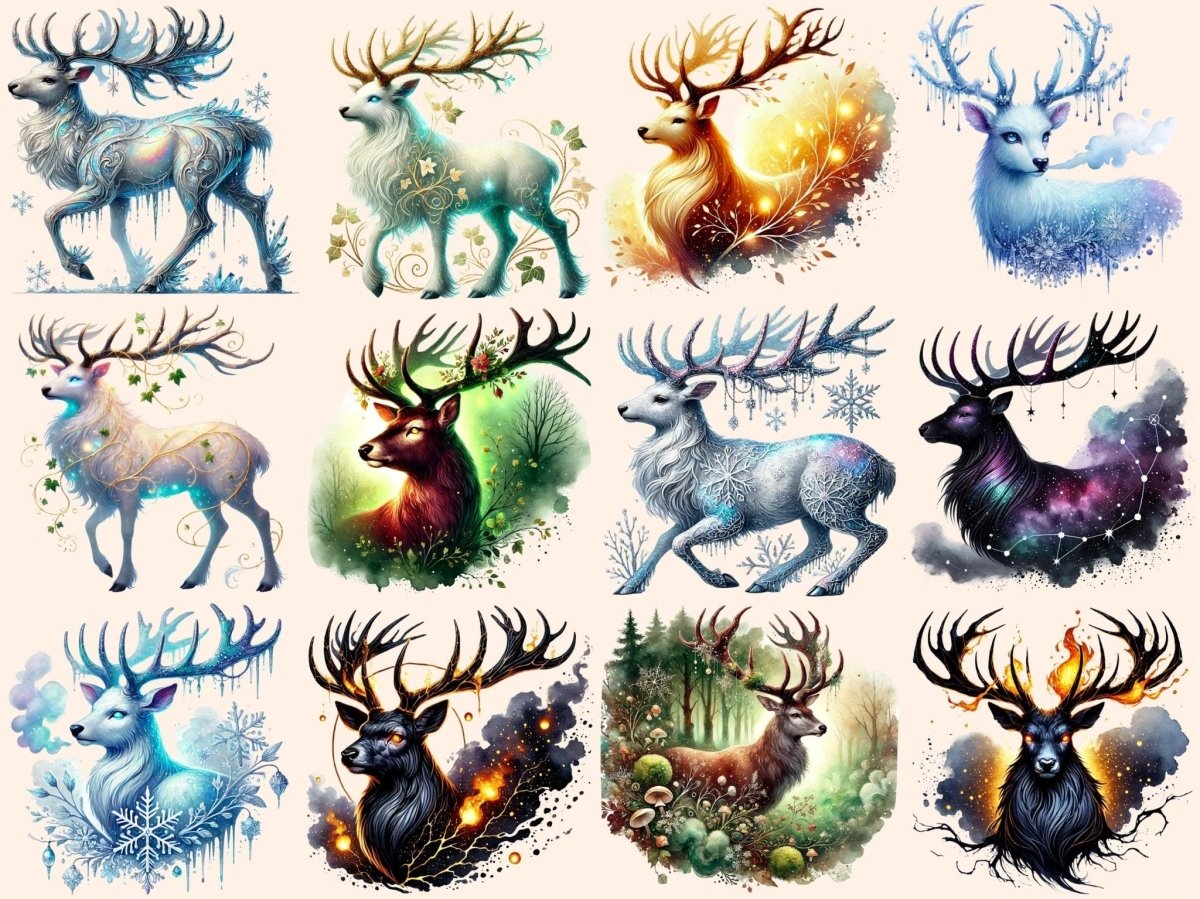Enchanted Stags Clipart Dreamy Stag Clipart - Wonders Artist