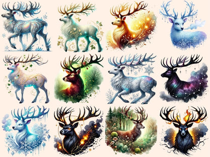 Enchanted Stags Clipart Dreamy Stag Clipart - Wonders Artist