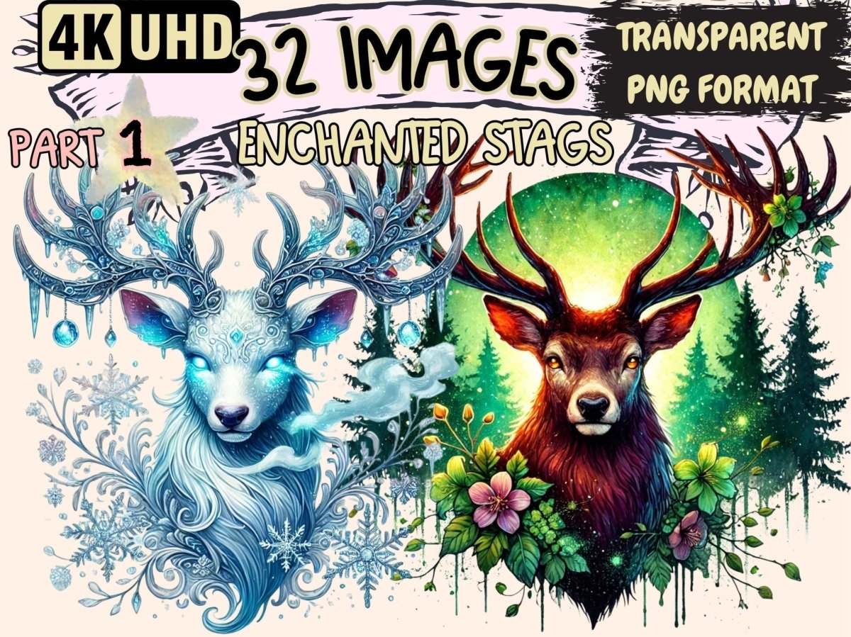 Enchanted Stags Clipart Dreamy Stag Clipart - Wonders Artist