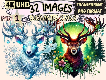 Enchanted Stags Clipart Dreamy Stag Clipart - Wonders Artist
