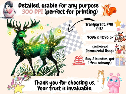 Enchanted Stags Clipart Dreamy Stag Clipart - Wonders Artist