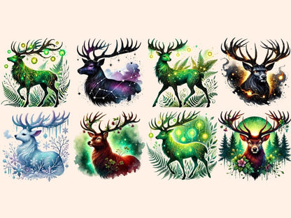 Enchanted Stags Clipart Dreamy Stag Clipart - Wonders Artist