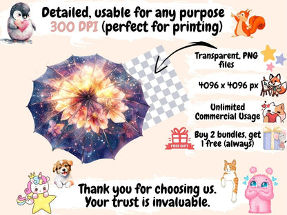 Enchanted Umbrellas Watercolor Clipart cloud clipart - Wonders Artist