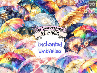 Enchanted Umbrellas Watercolor Clipart cloud clipart - Wonders Artist