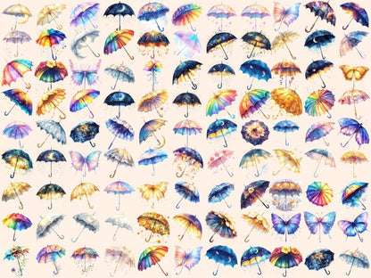 Enchanted Umbrellas Watercolor Clipart cloud clipart - Wonders Artist