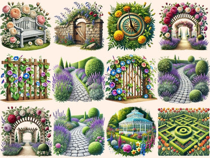 English Gardens (P1) Clipart blooming flowers png - Wonders Artist
