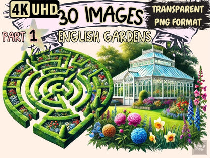 English Gardens (P1) Clipart blooming flowers png - Wonders Artist