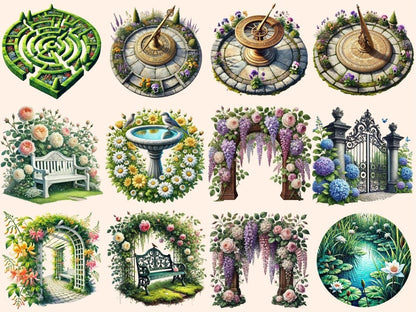English Gardens (P1) Clipart blooming flowers png - Wonders Artist