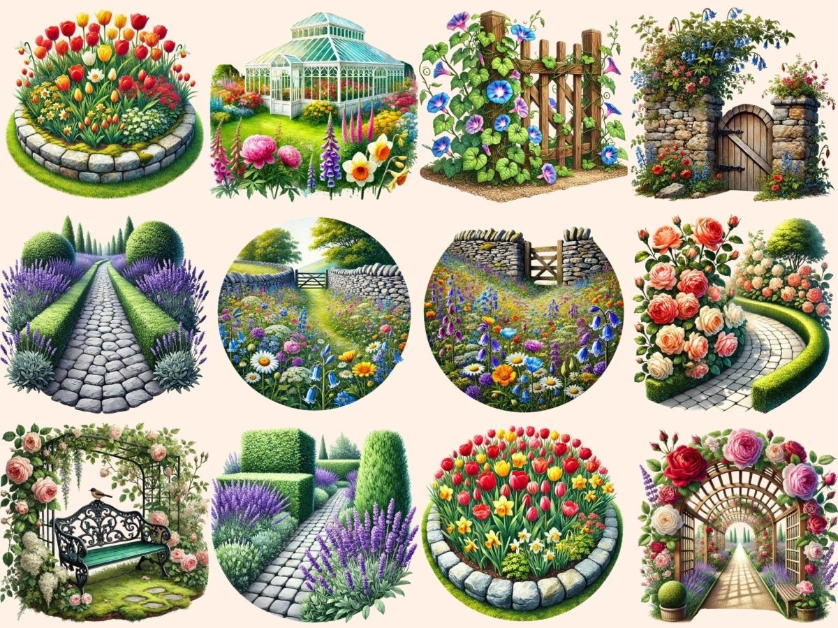 English Gardens (P2) Clipart blooming flowers png - Wonders Artist