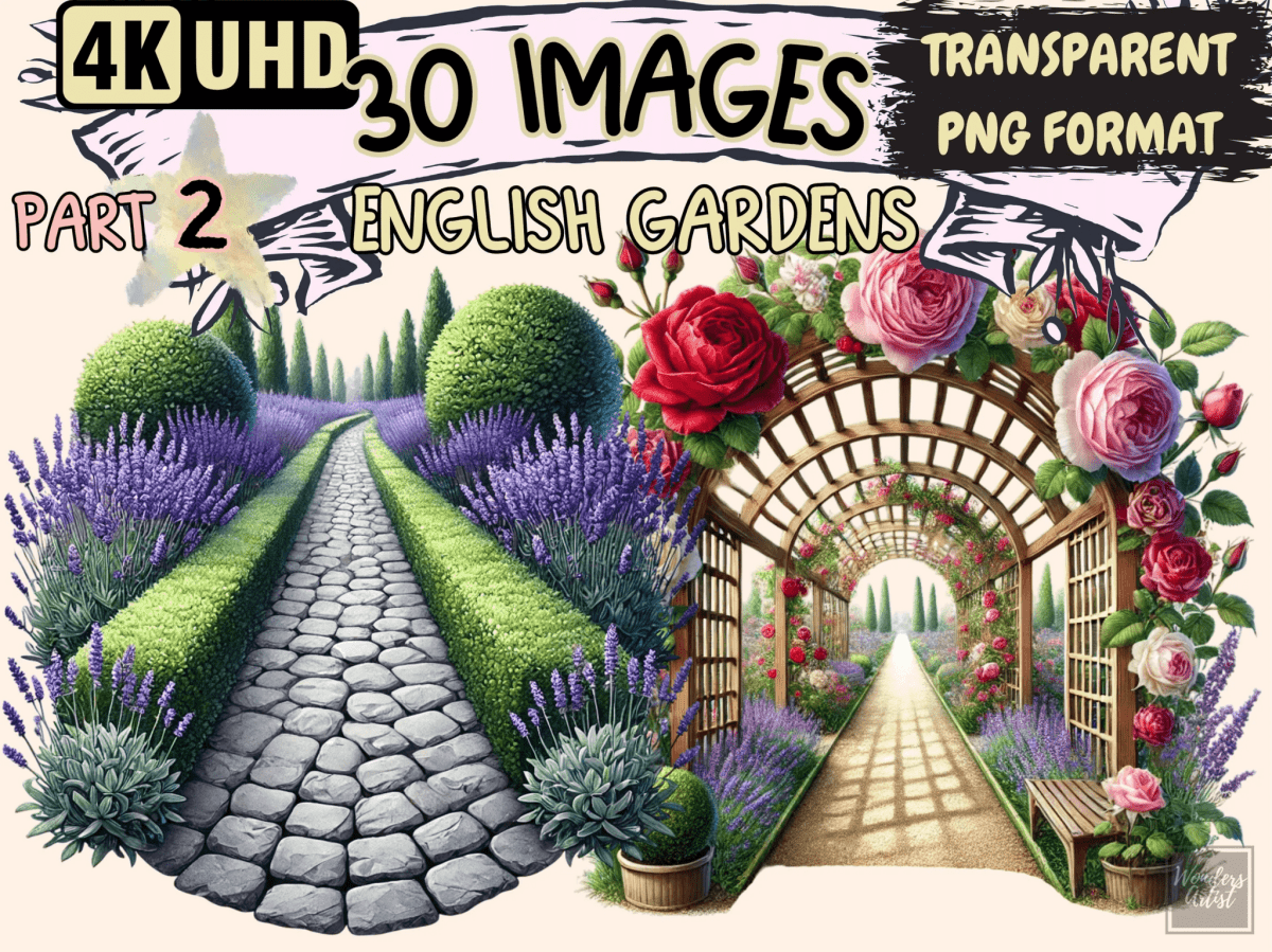 English Gardens (P2) Clipart blooming flowers png - Wonders Artist