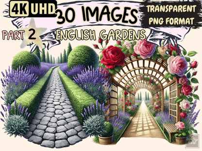 English Gardens (P2) Clipart blooming flowers png - Wonders Artist