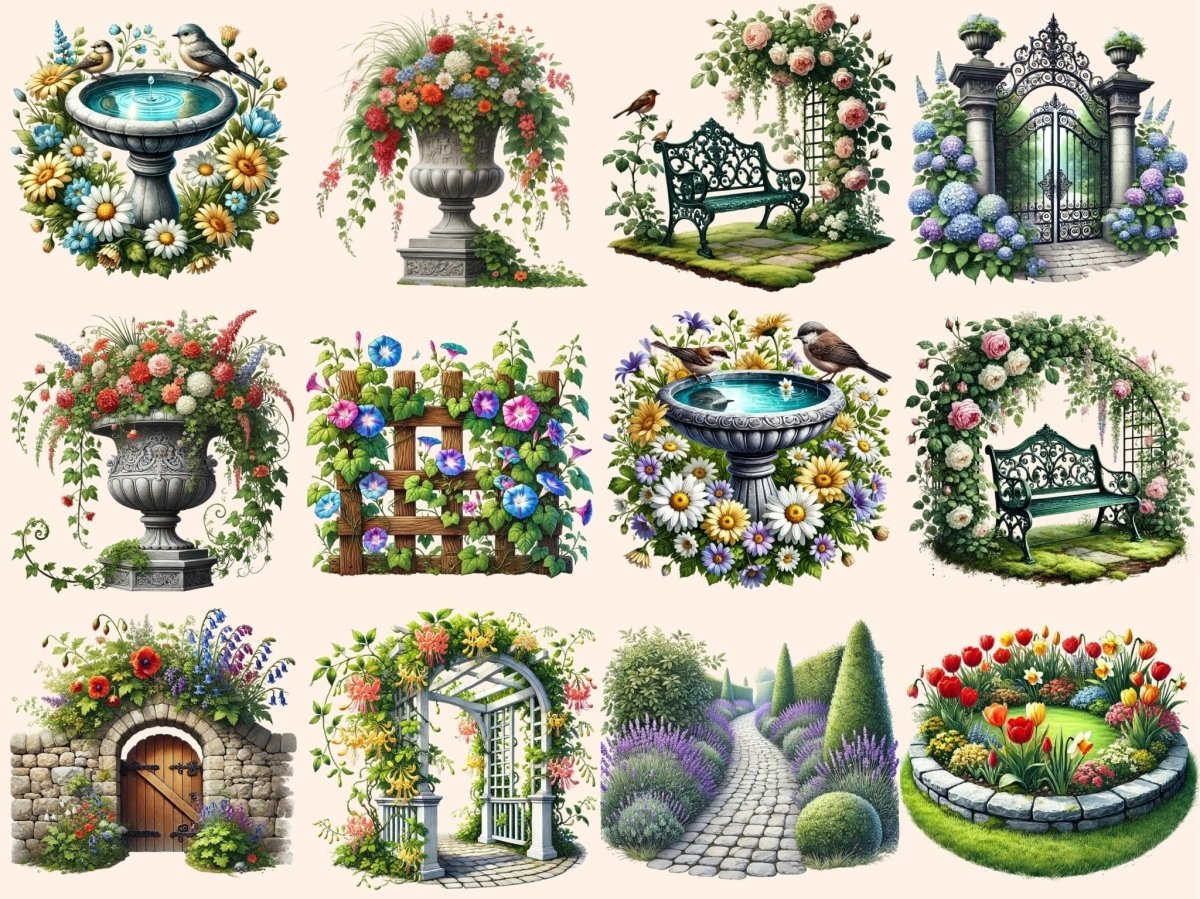 English Gardens (P2) Clipart blooming flowers png - Wonders Artist