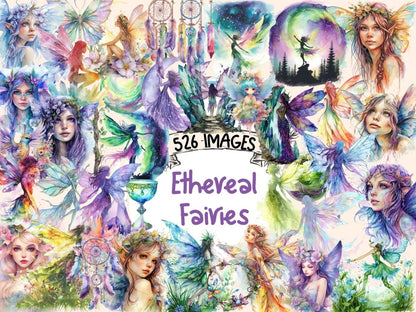 Ethereal Fairies Watercolor Clipart beautiful fairies - Wonders Artist