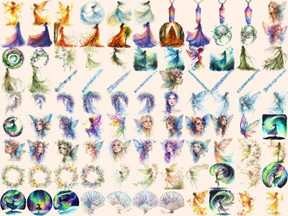 Ethereal Fairies Watercolor Clipart beautiful fairies - Wonders Artist