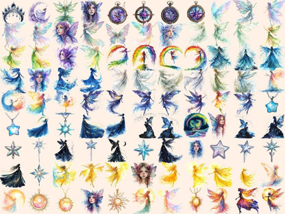 Ethereal Fairies Watercolor Clipart beautiful fairies - Wonders Artist