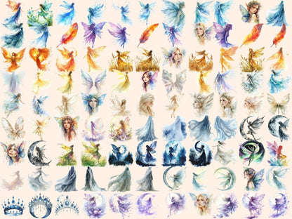 Ethereal Fairies Watercolor Clipart beautiful fairies - Wonders Artist