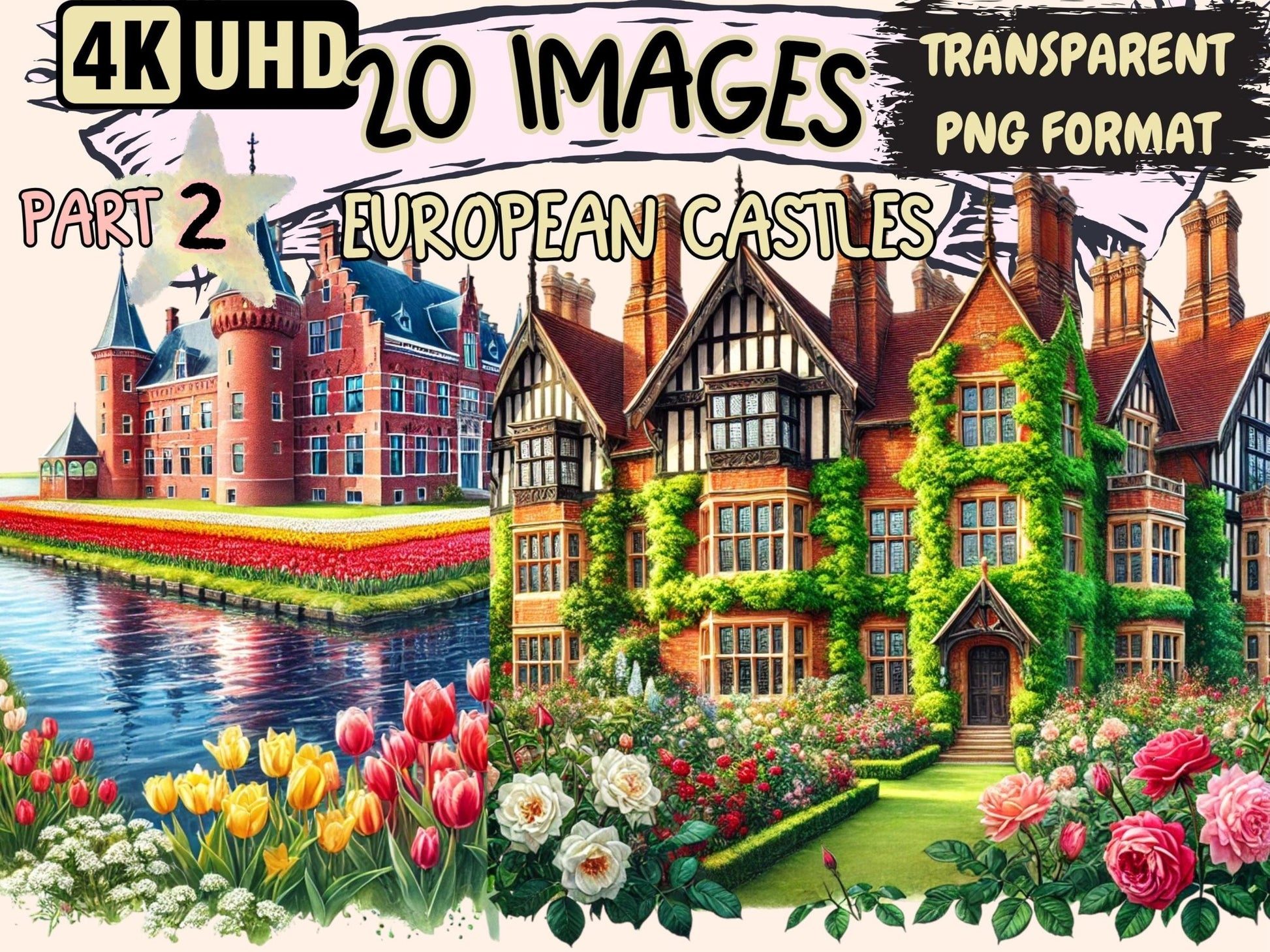 European Castles (P2) Clipart - High - Quality Instant Digital Download for Creative Projects