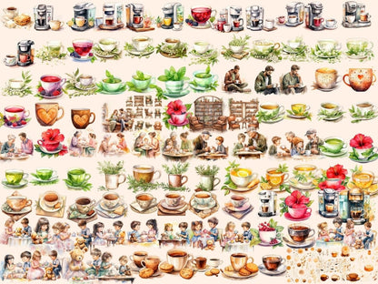 Everyday Tea Watercolor Clipart casual tea clipart - Wonders Artist