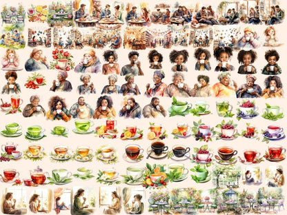 Everyday Tea Watercolor Clipart casual tea clipart - Wonders Artist