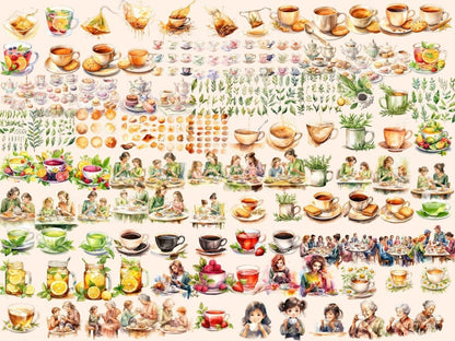 Everyday Tea Watercolor Clipart casual tea clipart - Wonders Artist