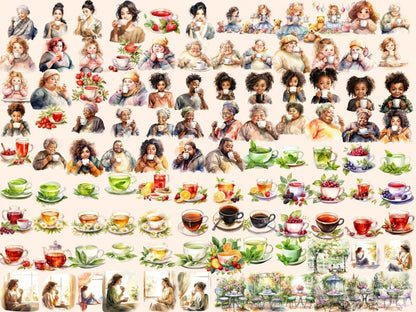 Everyday Tea Watercolor Clipart casual tea clipart - Wonders Artist