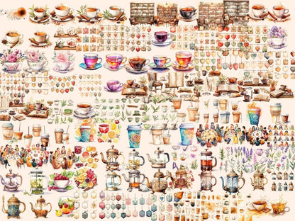 Everyday Tea Watercolor Clipart casual tea clipart - Wonders Artist