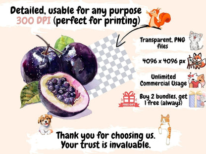 Exotic Fruits Watercolor Clipart exotic clipart - Wonders Artist