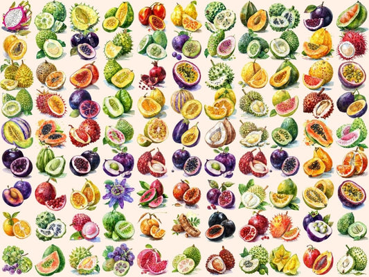Fruits exotiques Clipart aquarelle
