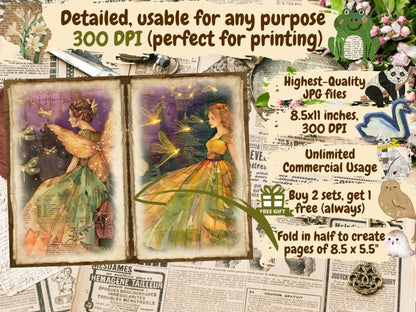 Fairies Journal Pages (P5) Enchanted Scrapbook - Wonders Artist