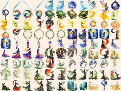 Fairies Watercolor Clipart enchanting fairy - Wonders Artist