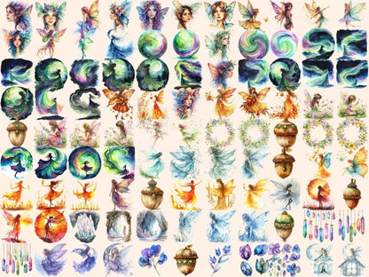 Fairies Watercolor Clipart enchanting fairy - Wonders Artist