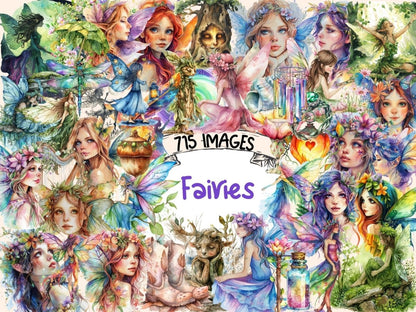 Fairies Watercolor Clipart enchanting fairy - Wonders Artist