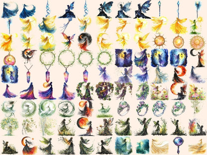 Fairies Watercolor Clipart enchanting fairy - Wonders Artist