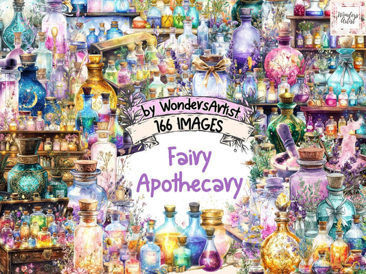 Fairy Apothecary Watercolor Clipart - High - Quality Instant Digital Download for Creative Projects