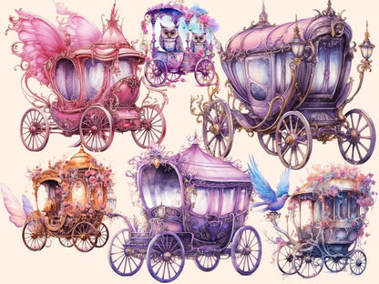 Fairy Carriages Watercolor Clipart carriage clipart - Wonders Artist
