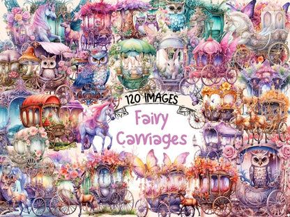 Fairy Carriages Watercolor Clipart carriage clipart - Wonders Artist