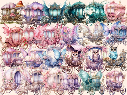 Fairy Carriages Watercolor Clipart carriage clipart - Wonders Artist